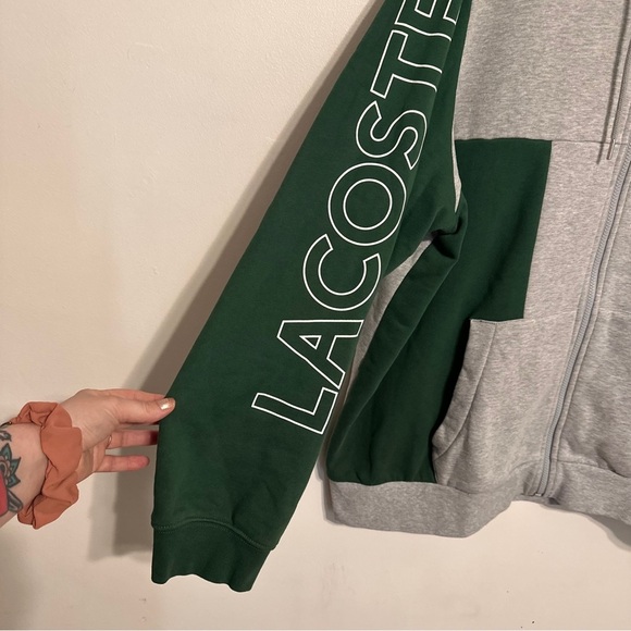Lacoste Men’s Color-block Zippered Fleece Hoodie Sweatshirt size 4XL Green Blue - Picture 6 of 9